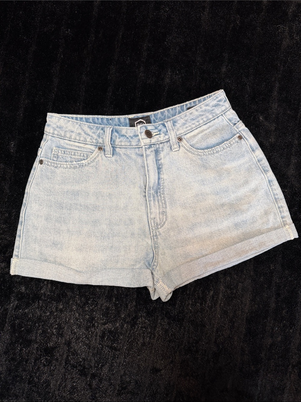 RVCA Hi Roller High Rise Light Wash 100% Cotton Classic Denim Short Size 27